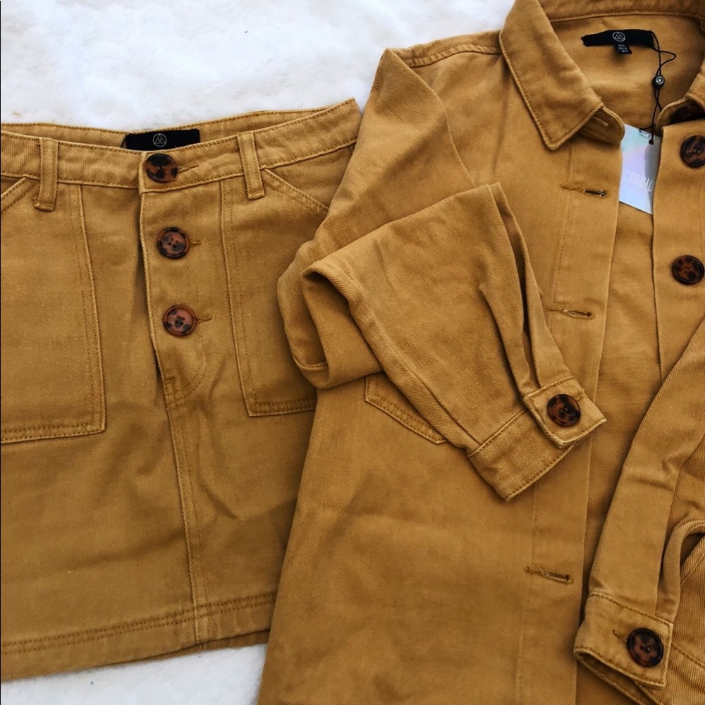 Mustard denim jacket and skirt set - Picture 2 of 2